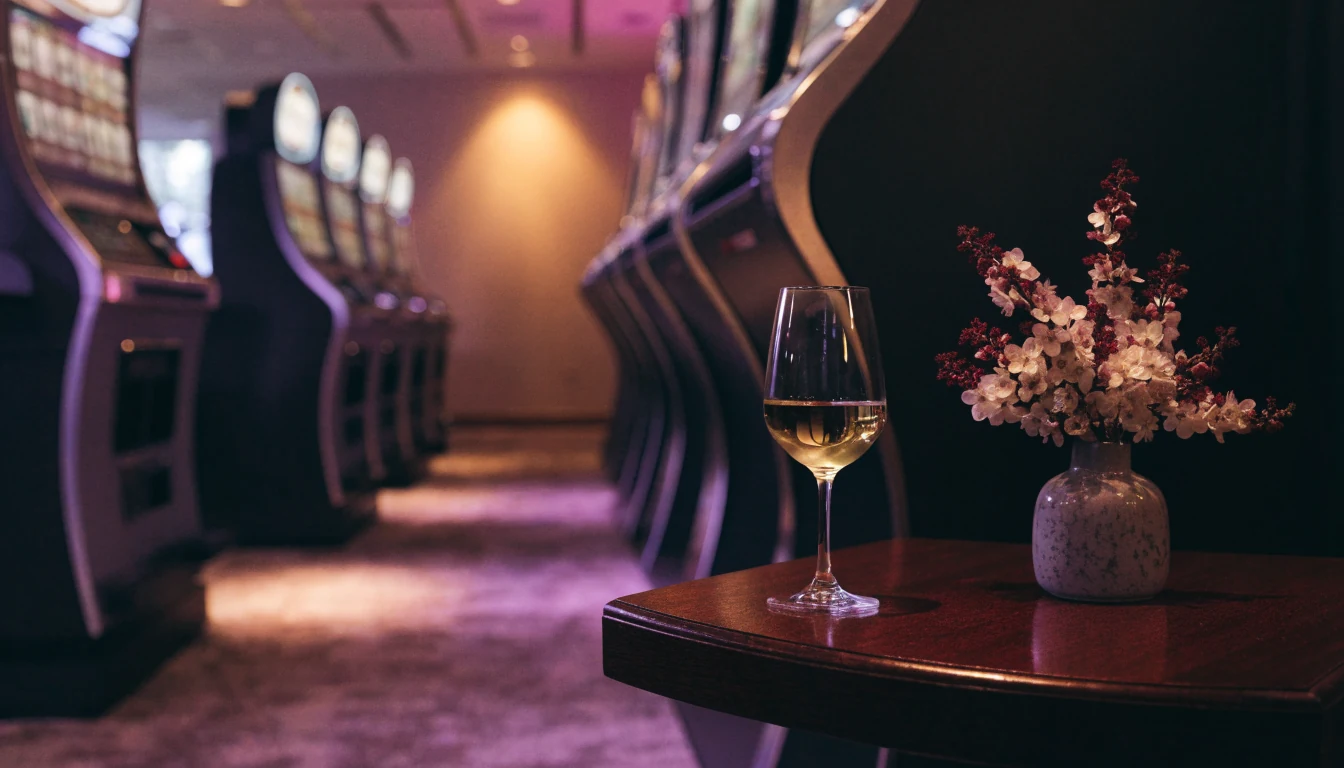 Modern New Zealand casino lounge with rows of slot machines