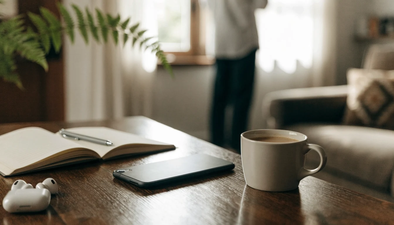 Smartphone face-down on a New Zealand home table
