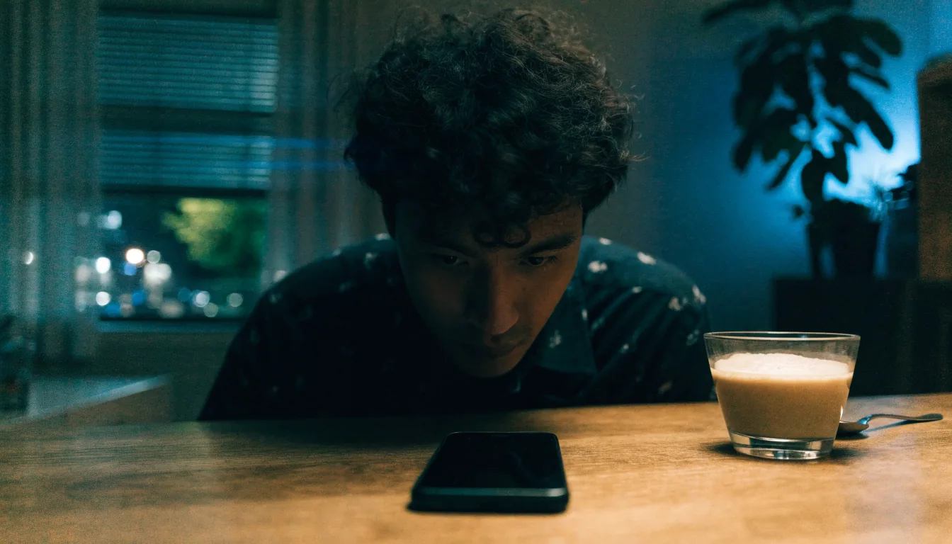 New Zealand player contemplating slot strategy with a coffee at night